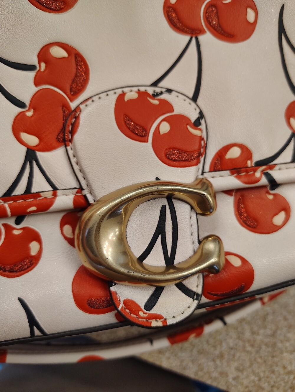 Coach tabby White Cherry-Print Crossbody Bag with Gold Hardware - Picture 10 of 10
